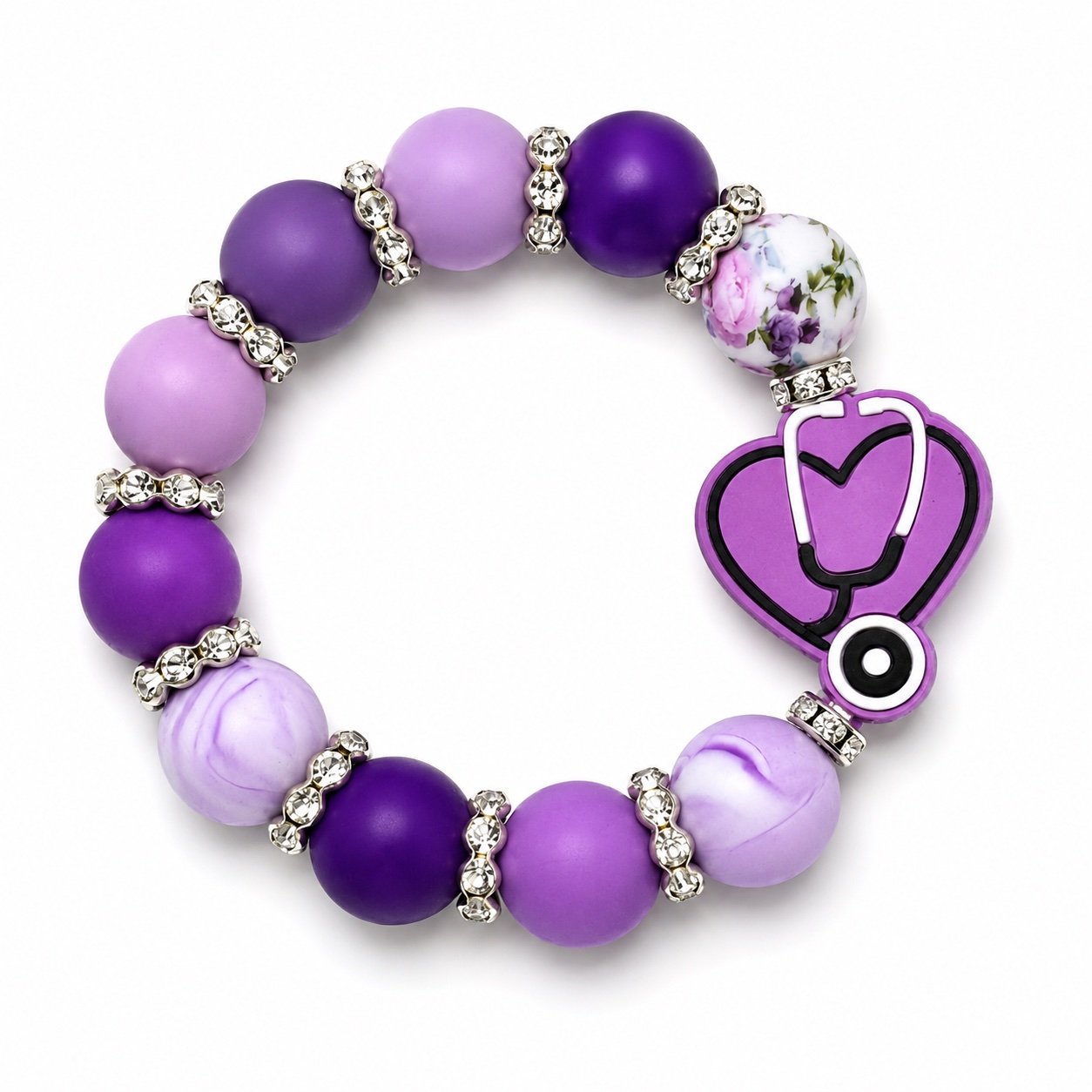 Stethoscope — Floral charmlet